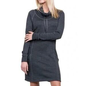 Kuhl Lea Dress Women's Small Charcoal Long Sleeve Cowl Neck Winter Fall Soft